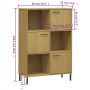 Librería patas de metal OSLO madera maciza marrón 90x35x128,5cm en Librerías y estanterías | Comprar online en Foru.es