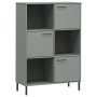 Librería patas de metal OSLO madera maciza gris 90x35x128,5cm en Librerías y estanterías | Comprar online en Foru.es