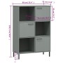Librería patas de metal OSLO madera maciza gris 90x35x128,5cm en Librerías y estanterías | Comprar online en Foru.es