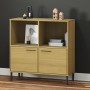 Librería patas de metal OSLO madera maciza marrón 90x35x90,5 cm en Librerías y estanterías | Comprar online en Foru.es