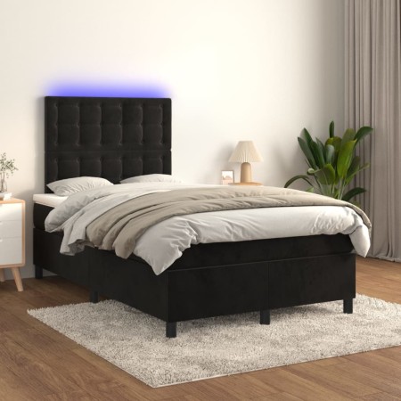 Cama box spring colchón y LED terciopelo negro 120x200 cm de vidaXL, Camas y somieres - Ref: Foro24-3136355, Precio: 415,01 €...