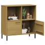 Librería patas de metal OSLO madera maciza marrón 90x35x90,5 cm en Librerías y estanterías | Comprar online en Foru.es