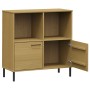 Librería patas de metal OSLO madera maciza marrón 90x35x90,5 cm en Librerías y estanterías | Comprar online en Foru.es
