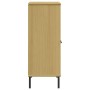 Librería patas de metal OSLO madera maciza marrón 90x35x90,5 cm en Librerías y estanterías | Comprar online en Foru.es