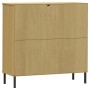 Librería patas de metal OSLO madera maciza marrón 90x35x90,5 cm en Librerías y estanterías | Comprar online en Foru.es
