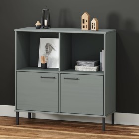Librería patas de metal OSLO madera maciza gris 90x35x90,5 cm en Librerías y estanterías | Comprar online en Foru.es