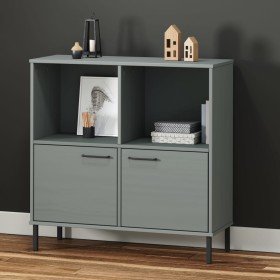 Librería patas de metal OSLO madera maciza gris 90x35x90,5 cm en Librerías y estanterías | Comprar online en Foru.es