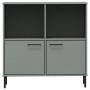 Librería patas de metal OSLO madera maciza gris 90x35x90,5 cm en Librerías y estanterías | Comprar online en Foru.es