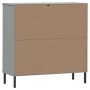 Librería patas de metal OSLO madera maciza gris 90x35x90,5 cm en Librerías y estanterías | Comprar online en Foru.es