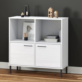 Librería patas de metal OSLO madera maciza blanco 90x35x90,5 cm en Librerías y estanterías | Comprar online en Foru.es