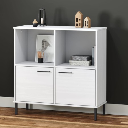 Librería patas de metal OSLO madera maciza blanco 90x35x90,5 cm en Librerías y estanterías | Comprar online en Foru.es