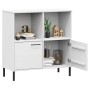 Librería patas de metal OSLO madera maciza blanco 90x35x90,5 cm en Librerías y estanterías | Comprar online en Foru.es
