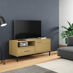 Mueble de TV con patas de metal OSLO madera maciza pino marrón en Muebles TV | Comprar online en Foru.es