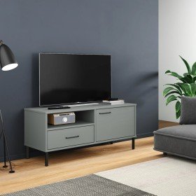 Mueble de TV con patas de metal OSLO madera maciza pino gris en Muebles TV | Comprar online en Foru.es