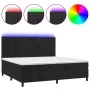 Cama box spring colchón y LED terciopelo negro 200x200 cm de vidaXL, Camas y somieres - Ref: Foro24-3136025, Precio: 643,82 €...