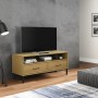 Mueble de TV con patas de metal OSLO madera maciza pino marrón en Muebles TV | Comprar online en Foru.es