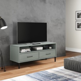 Mueble de TV con patas de metal OSLO madera maciza pino gris en Muebles TV | Comprar online en Foru.es