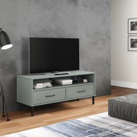 Mueble de TV con patas de metal OSLO madera maciza pino gris en Muebles TV | Comprar online en Foru.es