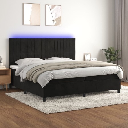 Cama box spring colchón y LED terciopelo negro 200x200 cm de vidaXL, Camas y somieres - Ref: Foro24-3136265, Precio: 631,57 €...