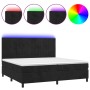Cama box spring colchón y LED terciopelo negro 200x200 cm de vidaXL, Camas y somieres - Ref: Foro24-3136265, Precio: 631,57 €...
