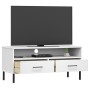 Mueble de TV con patas de metal OSLO madera maciza pino blanco en Muebles TV | Comprar online en Foru.es