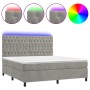 Cama box spring colchón y LED terciopelo gris claro 180x200 cm de vidaXL, Camas y somieres - Ref: Foro24-3136317, Precio: 618...