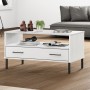 Mesa de centro patas metal OSLO madera maciza blanco 85x50x45cm en Mesas de centro | Comprar online en Foru.es