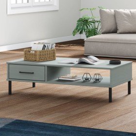 Mesa de centro con patas de metal OSLO madera maciza pino gris en Mesas de centro | Comprar online en Foru.es