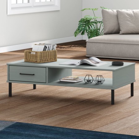 Mesa de centro con patas de metal OSLO madera maciza pino gris en Mesas de centro | Comprar online en Foru.es