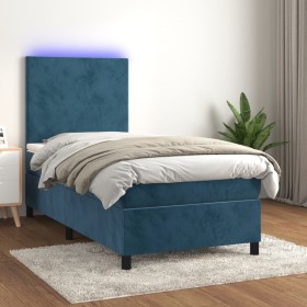 Cama box spring colchón y LED terciopelo azul oscuro 80x200 cm de vidaXL, Camas y somieres - Ref: Foro24-3135973, Precio: 285...