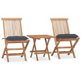 Set comedor de jardín plegable 3 piezas madera de teca cojines en Conjuntos de jardín | Comprar online en Foru.es
