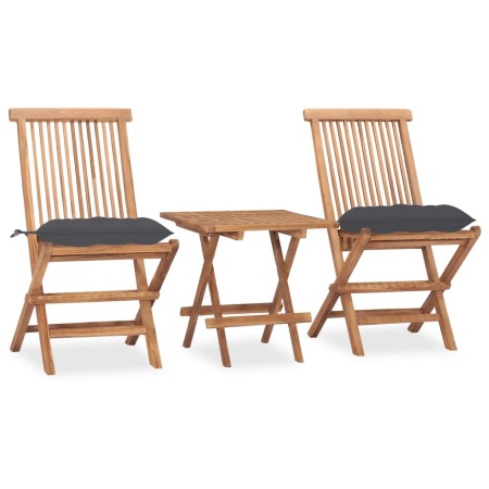 Set comedor de jardín plegable 3 piezas madera de teca cojines en Conjuntos de jardín | Comprar online en Foru.es