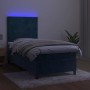 Cama box spring colchón y LED terciopelo azul oscuro 100x200 cm de vidaXL, Camas y somieres - Ref: Foro24-3135991, Precio: 34...