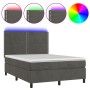 Cama box spring colchón y LED terciopelo gris oscuro 140x200 cm de vidaXL, Camas y somieres - Ref: Foro24-3136066, Precio: 46...