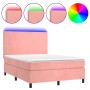 Cama box spring colchón y LED terciopelo rosa 140x200 cm de vidaXL, Camas y somieres - Ref: Foro24-3136010, Precio: 479,67 €,...