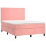 Cama box spring colchón y LED terciopelo rosa 140x200 cm de vidaXL, Camas y somieres - Ref: Foro24-3136010, Precio: 479,67 €,...