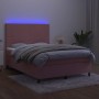 Cama box spring colchón y LED terciopelo rosa 140x200 cm de vidaXL, Camas y somieres - Ref: Foro24-3136010, Precio: 479,67 €,...