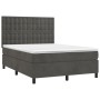 Cama box spring colchón y LED terciopelo gris oscuro 140x200 cm de vidaXL, Camas y somieres - Ref: Foro24-3136366, Precio: 50...