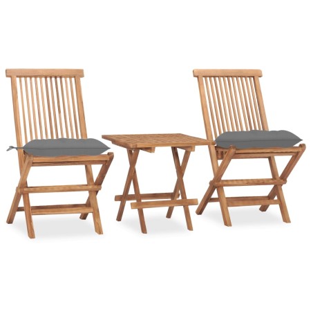 Set comedor de jardín plegable 3 piezas madera de teca cojines en Conjuntos de jardín | Comprar online en Foru.es