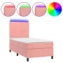 Cama box spring colchón y LED terciopelo rosa 100x200 cm de vidaXL, Camas y somieres - Ref: Foro24-3135992, Precio: 320,26 €,...