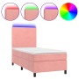Cama box spring colchón y LED terciopelo rosa 100x200 cm de vidaXL, Camas y somieres - Ref: Foro24-3135992, Precio: 329,85 €,...