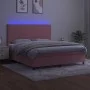 Cama box spring colchón y LED terciopelo rosa 160x200 cm de vidaXL, Camas y somieres - Ref: Foro24-3136016, Precio: 516,97 €,...