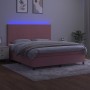 Cama box spring colchón y LED terciopelo rosa 160x200 cm de vidaXL, Camas y somieres - Ref: Foro24-3136016, Precio: 550,78 €,...