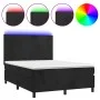 Cama box spring colchón y LED terciopelo negro 140x200 cm de vidaXL, Camas y somieres - Ref: Foro24-3136007, Precio: 472,70 €...