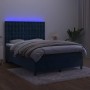Cama box spring colchón y LED terciopelo azul oscuro 140x200 cm de vidaXL, Camas y somieres - Ref: Foro24-3136369, Precio: 48...