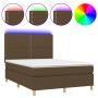 Cama box spring colchón luces LED tela marrón oscuro 140x200cm de vidaXL, Camas y somieres - Ref: Foro24-3135360, Precio: 483...