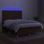 Cama box spring colchón luces LED tela marrón oscuro 140x200cm de vidaXL, Camas y somieres - Ref: Foro24-3135360, Precio: 483...