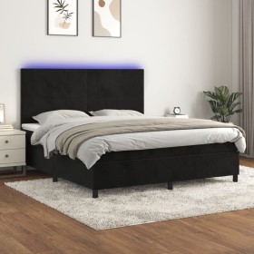 Cama box spring colchón y LED terciopelo negro 180x200 cm de vidaXL, Camas y somieres - Ref: Foro24-3136019, Precio: 599,59 €...