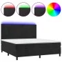 Cama box spring colchón y LED terciopelo negro 180x200 cm de vidaXL, Camas y somieres - Ref: Foro24-3136019, Precio: 577,10 €...