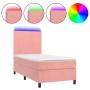 Cama box spring colchón y LED terciopelo rosa 90x200 cm de vidaXL, Camas y somieres - Ref: Foro24-3135986, Precio: 331,03 €, ...